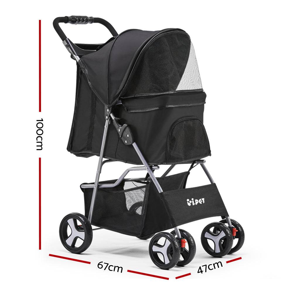 i.pet 4 wheel pet stroller - black - cradle coast pet & aquarium