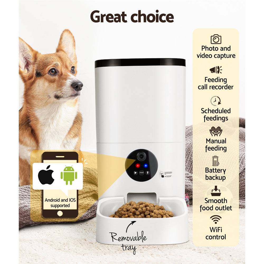 i.pet automatic smart pet feeder 6l wifi & camera - cradle coast pet & aquarium