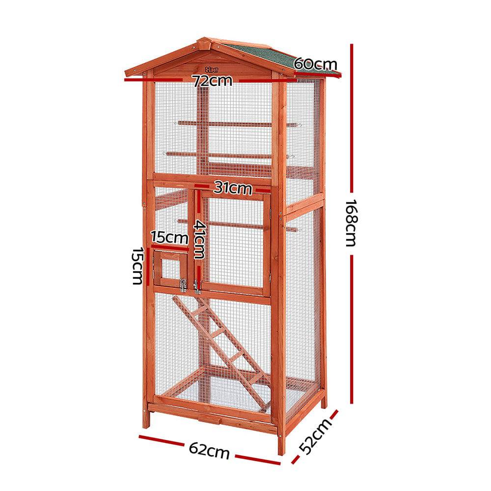 i.pet bird cage 72cm x 60cm x 168cm pet cages large aviary parrot carrier travel canary wooden xl - cradle coast pet & aquarium