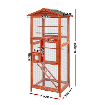 i.Pet Bird Cage 72cm x 60cm x 168cm Pet Cages Large Aviary Parrot Carrier Travel Canary Wooden XL - Cradle Coast Pet & Aquarium