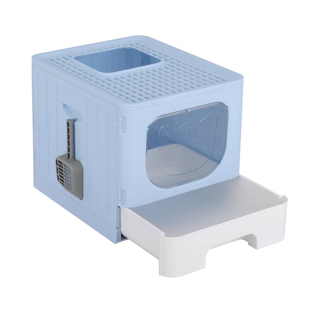 i.pet cat foldable cat litter box with scoop - blue - cradle coast pet & aquarium