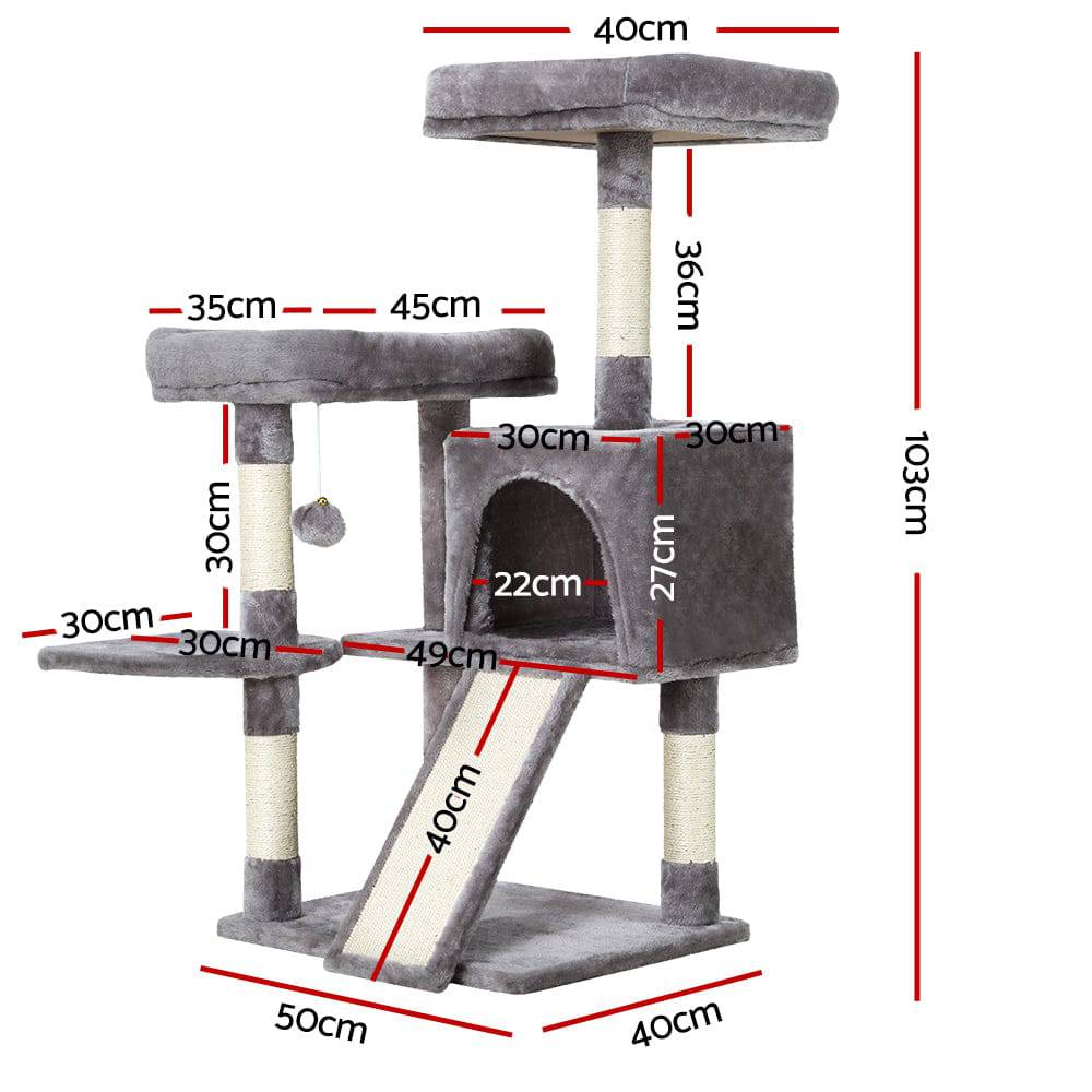 i.pet cat tree 103cm tower scratching post - cradle coast pet & aquarium