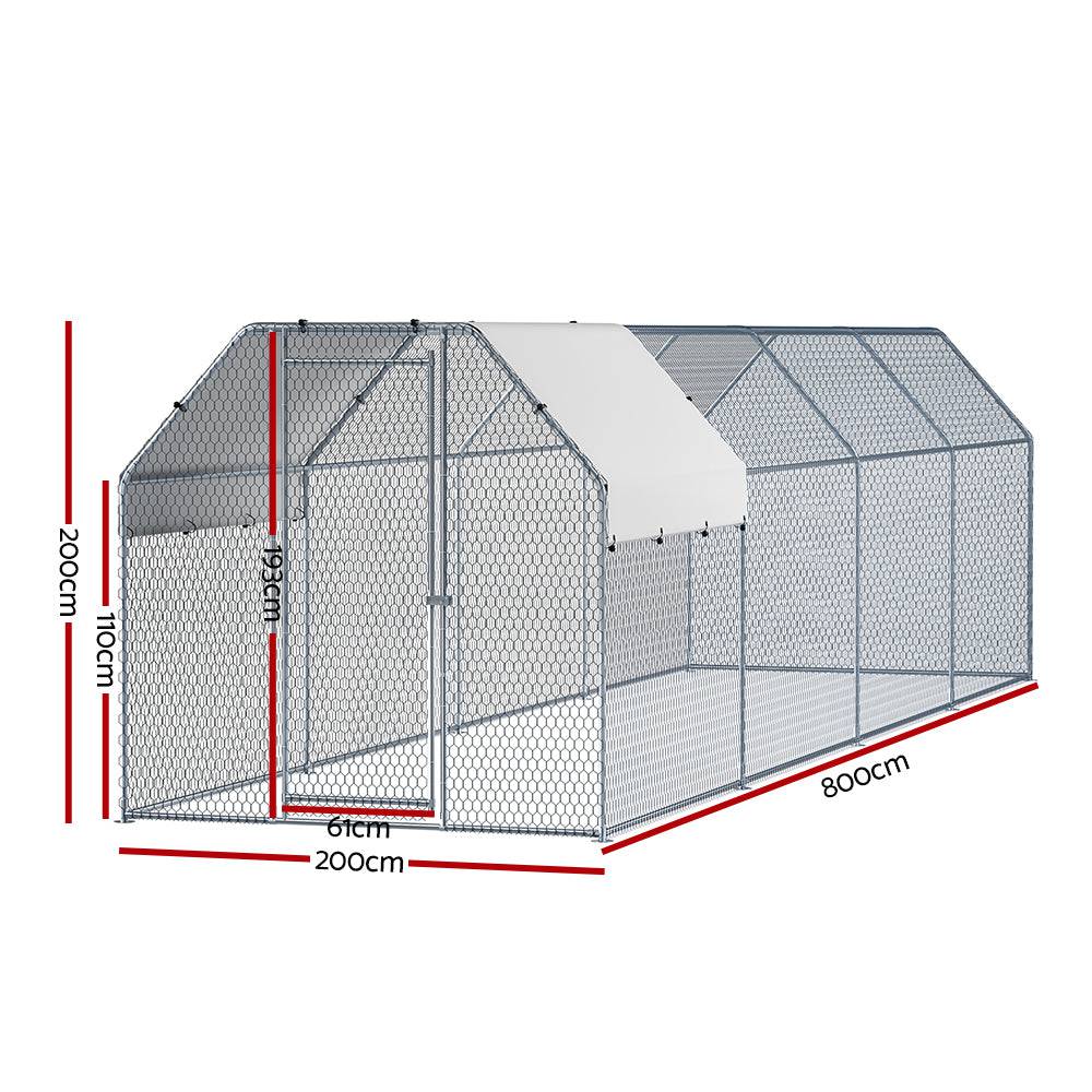 i.pet chicken coop 2x8x2m galvanised steel - cradle coast pet & aquarium