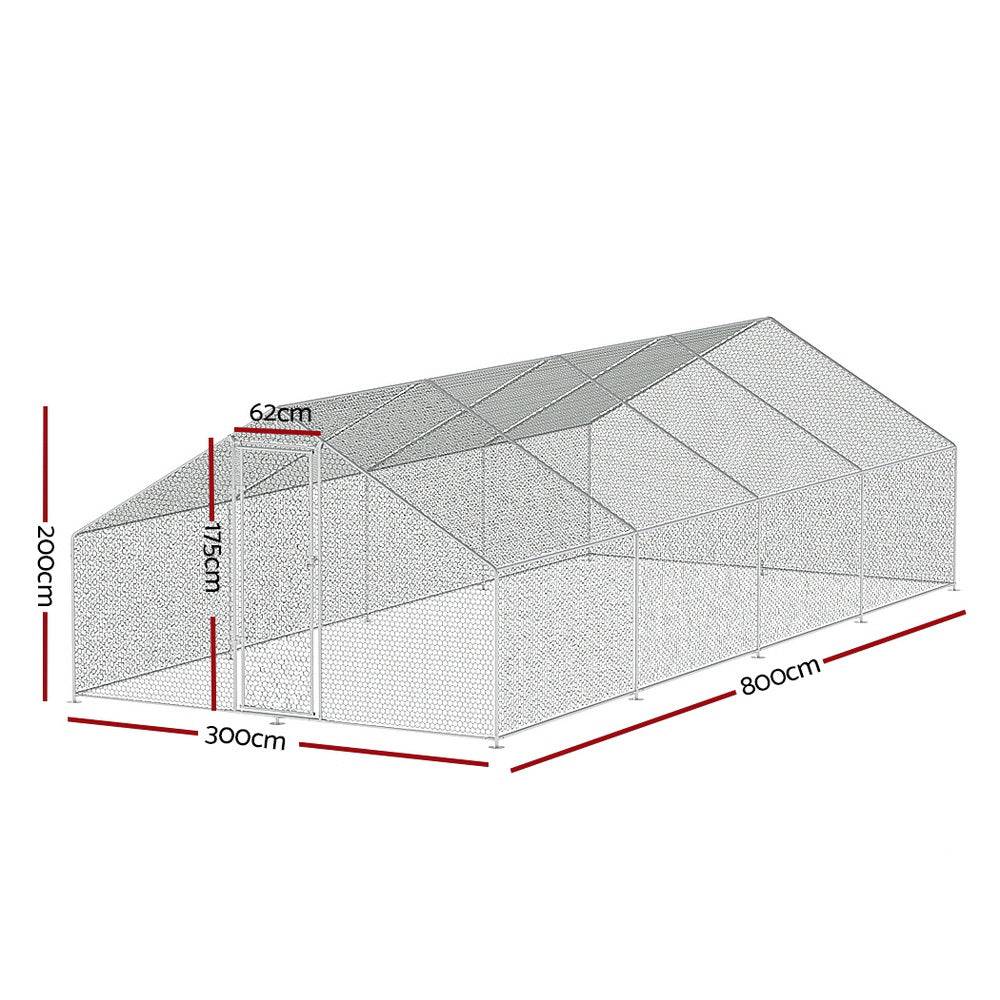 i.pet chicken coop cage 3x8x2m galvanised steel - cradle coast pet & aquarium