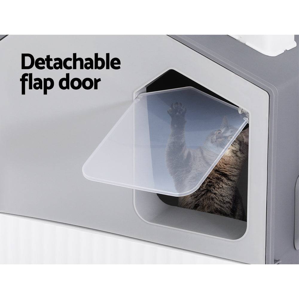 i.pet enclosed cat litter box with mat - grey - cradle coast pet & aquarium