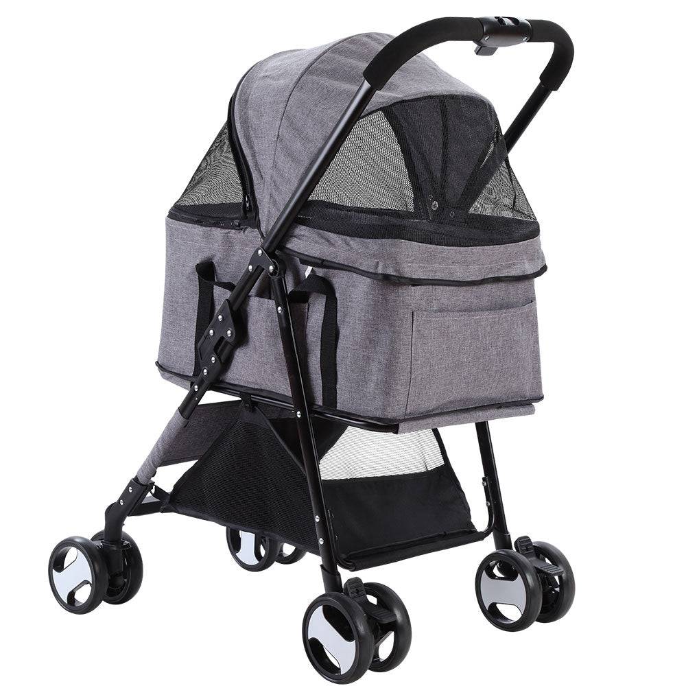 i.pet foldable 4 wheels pet stroller - grey - cradle coast pet & aquarium