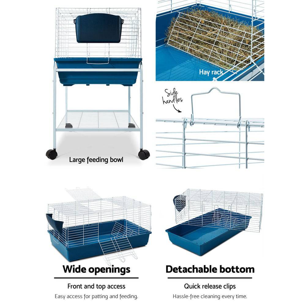 i.pet indoor rabbit hutch 106cm - blue - cradle coast pet & aquarium