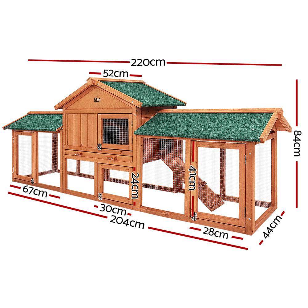 i.pet wooden small animal hutch 220cm - cradle coast pet & aquarium