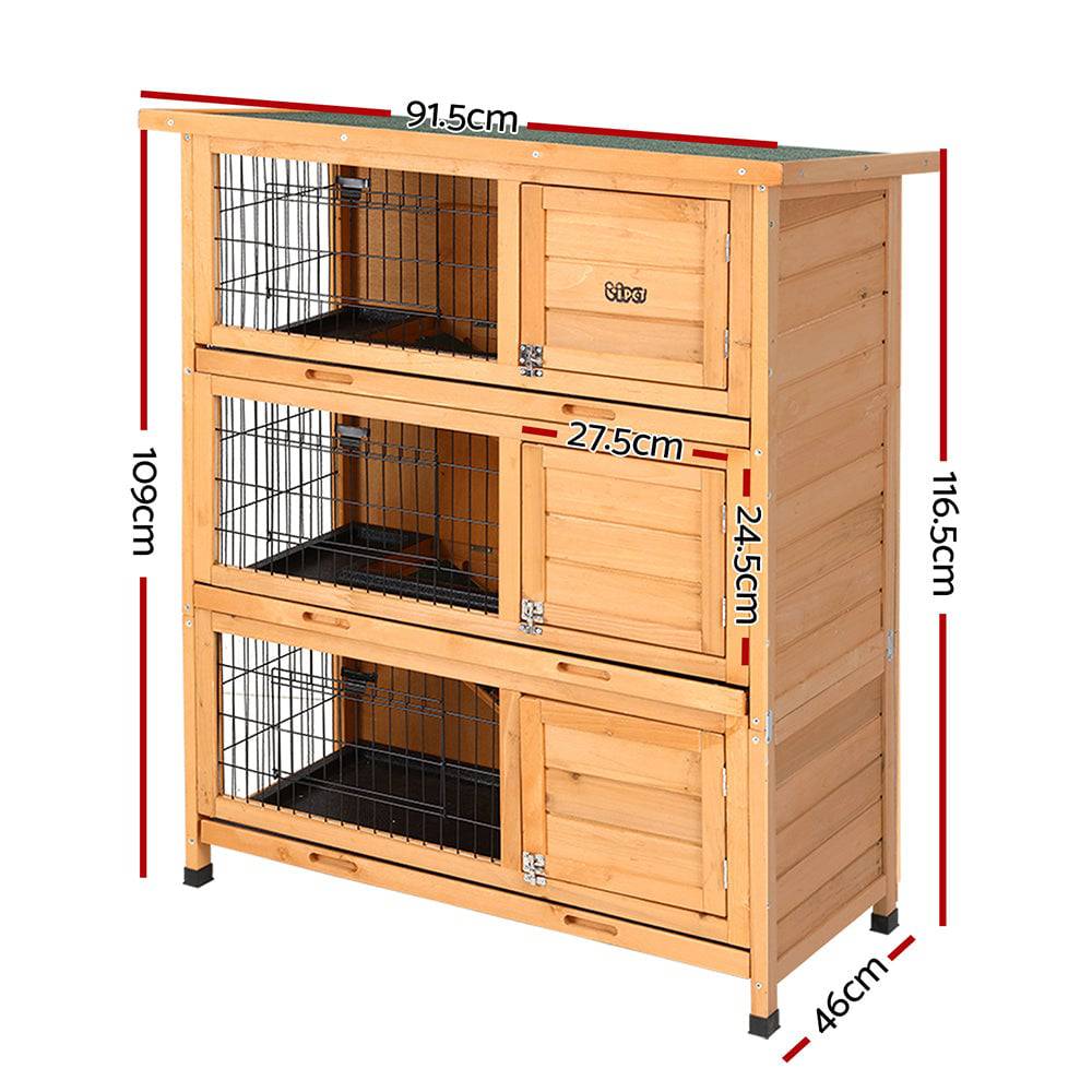 i.pet wooden small animal pet hutch 3 level 91.5cm - cradle coast pet & aquarium