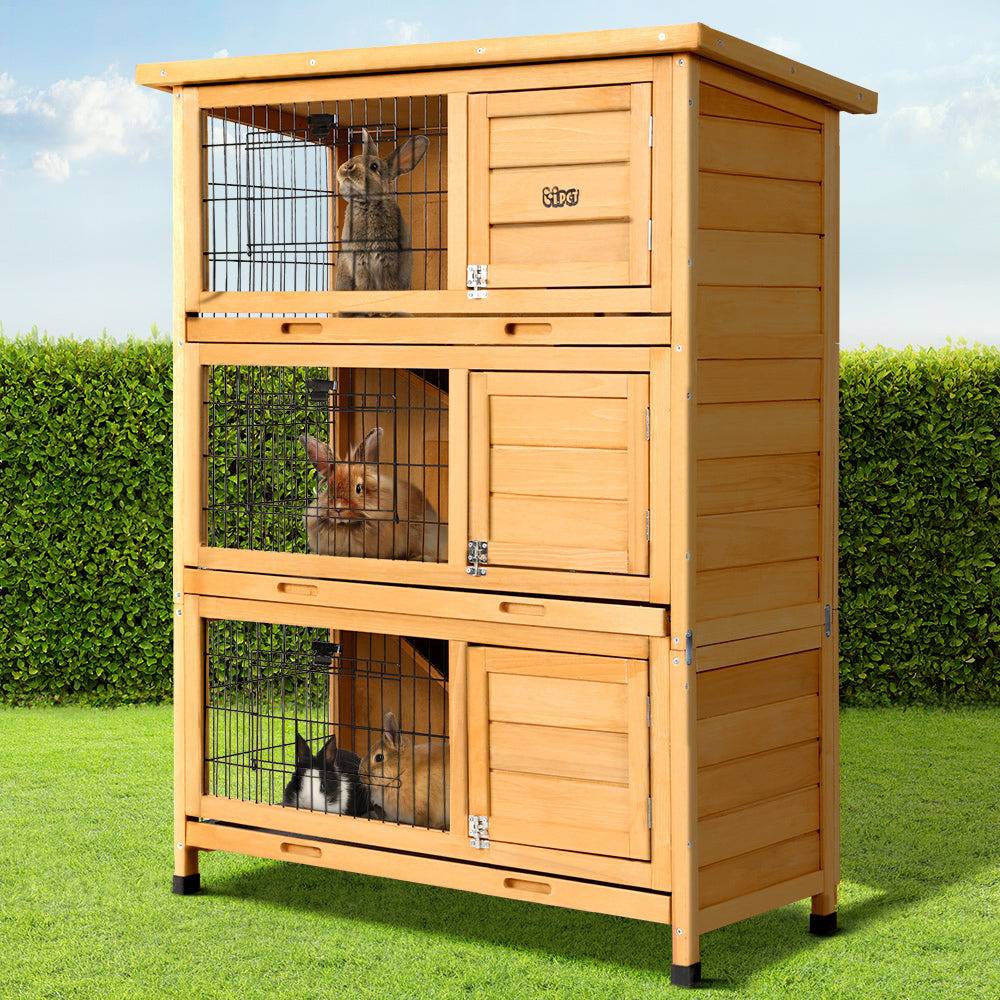 i.pet wooden small animal pet hutch 3 level 91.5cm - cradle coast pet & aquarium