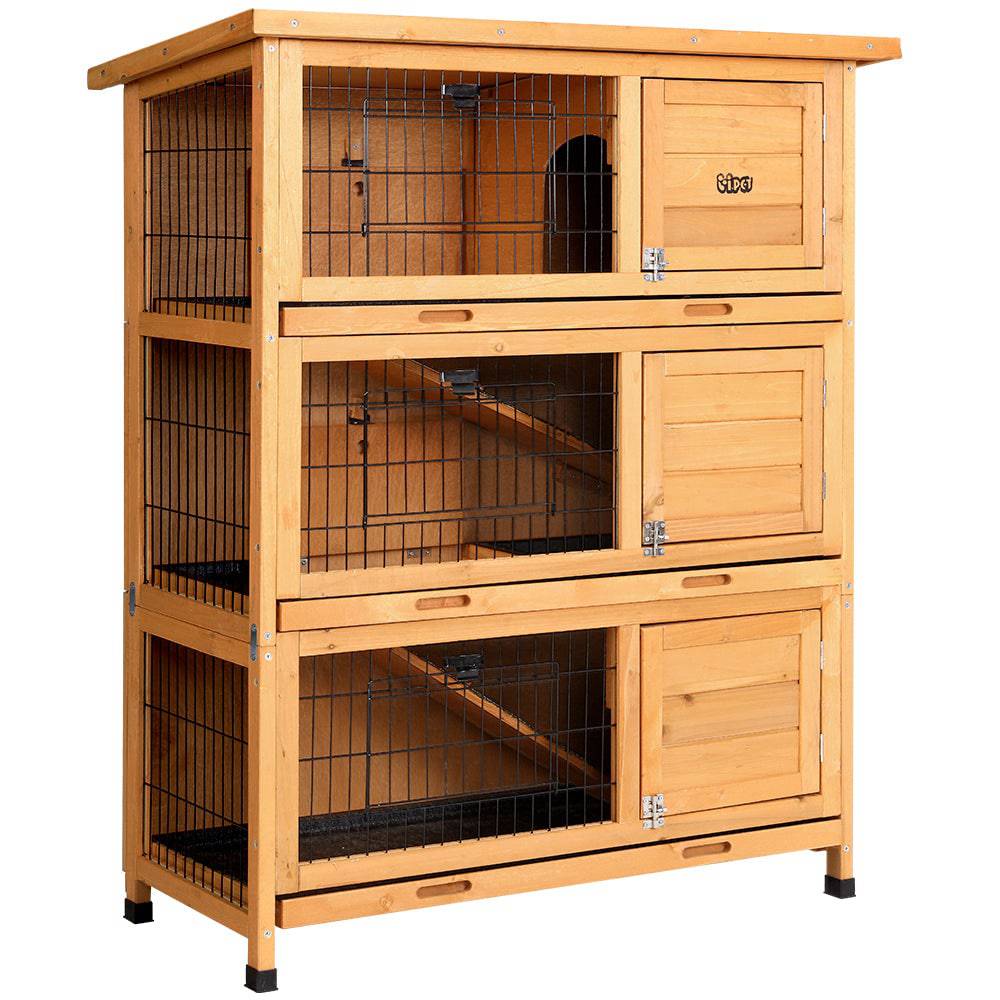 i.pet wooden small animal pet hutch 3 level 91.5cm - cradle coast pet & aquarium