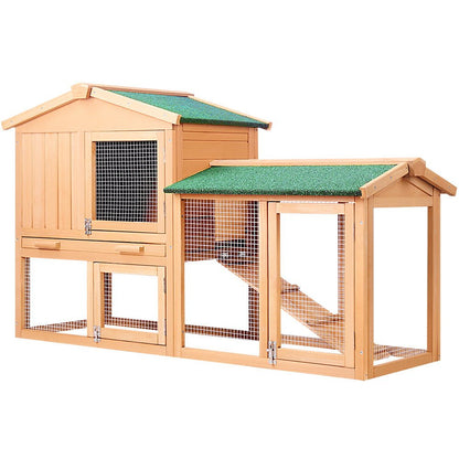 Cradle Coast Pet & Aquarium | i.Pet Chicken Coop Rabbit Hutch 138cm x 44cm x 85cm Large Chicken Coop House Run Cage Wooden Outdoor | Cradle Coast Pet & Aquarium