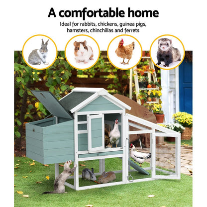 Cradle Coast Pet & Aquarium | i.Pet Chicken Coop Rabbit Hutch 150cm x 60cm x 93cm Large Chicken Coop House Run Cage Wooden | Cradle Coast Pet & Aquarium