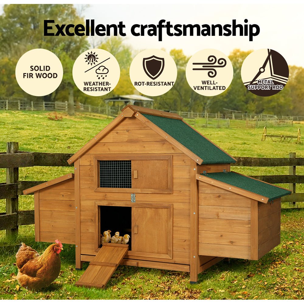 Cradle Coast Pet & Aquarium | i.Pet Chicken Coop Rabbit Hutch 150cm x 68cm x 96cm Large Chicken Coop House Run Cage Wooden | Cradle Coast Pet & Aquarium