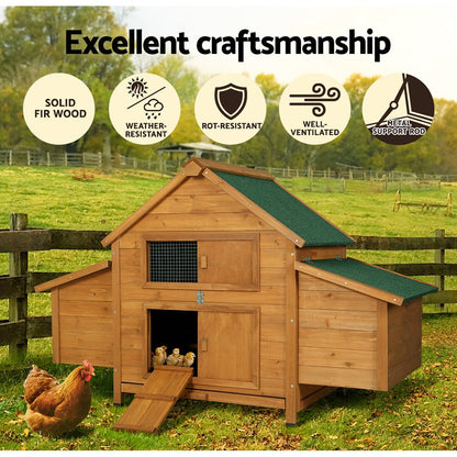 Cradle Coast Pet & Aquarium | i.Pet Chicken Coop Rabbit Hutch 150cm x 68cm x 96cm Large Chicken Coop House Run Cage Wooden | Cradle Coast Pet & Aquarium
