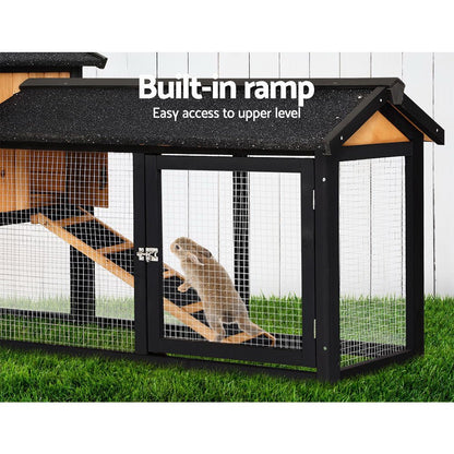 Cradle Coast Pet & Aquarium | i.Pet Chicken Coop Rabbit Hutch 165cm x 43cm x 86cm Chicken Coop Large Run House Cage Wooden Outdoor | Cradle Coast Pet & Aquarium