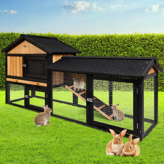 Cradle Coast Pet & Aquarium | i.Pet Chicken Coop Rabbit Hutch 165cm x 43cm x 86cm Chicken Coop Large Run House Cage Wooden Outdoor | Cradle Coast Pet & Aquarium
