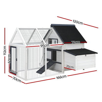 Cradle Coast Pet & Aquarium | i.Pet Chicken Coop Rabbit Hutch 166cm x 120cm x 112cm Large Chicken Coop House Run Cage Wooden | Cradle Coast Pet & Aquarium