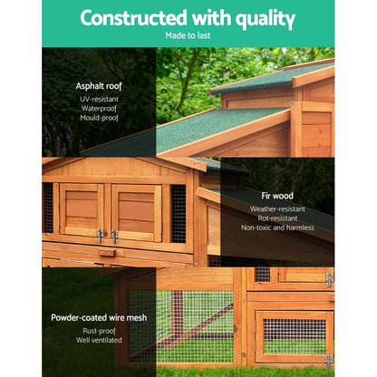 Cradle Coast Pet & Aquarium | i.Pet Chicken Coop Rabbit Hutch 169cm x 52cm x 72cm Large Chicken Coop Wooden House Run Cage | Cradle Coast Pet & Aquarium