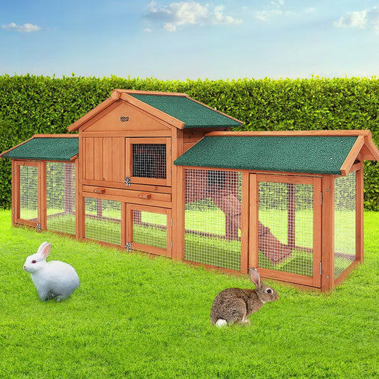 Cradle Coast Pet & Aquarium | i.Pet Chicken Coop Rabbit Hutch 220cm x 44cm x 84cm Large Chicken Coop Run Wooden Outdoor Cage House | Cradle Coast Pet & Aquarium