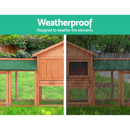 Cradle Coast Pet & Aquarium | i.Pet Chicken Coop Rabbit Hutch 220cm x 44cm x 84cm Large Chicken Coop Run Wooden Outdoor Cage House | Cradle Coast Pet & Aquarium