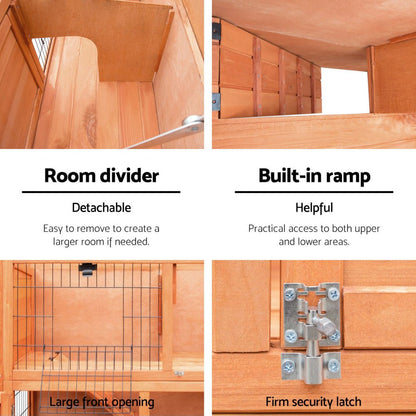 Cradle Coast Pet & Aquarium | i.Pet Chicken Coop Rabbit Hutch 88cm x 40cm x 76cm Large Chicken Coop House Run Wooden Cage Outdoor | Cradle Coast Pet & Aquarium