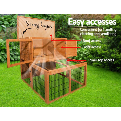 Cradle Coast Pet & Aquarium | i.Pet Chicken Coop Rabbit Hutch 96cm x 96cm x 100cm Large Chicken Coop Run Wooden Cage Outdoor House | Cradle Coast Pet & Aquarium