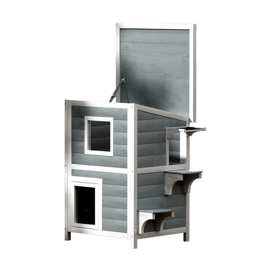 Cradle Coast Pet & Aquarium | i.Pet Outdoor Cat House Shelter 56cm x 52cm x 82cm Rabbit Hutch Wooden Condo Small Outdoor Cat House | Cradle Coast Pet & Aquarium
