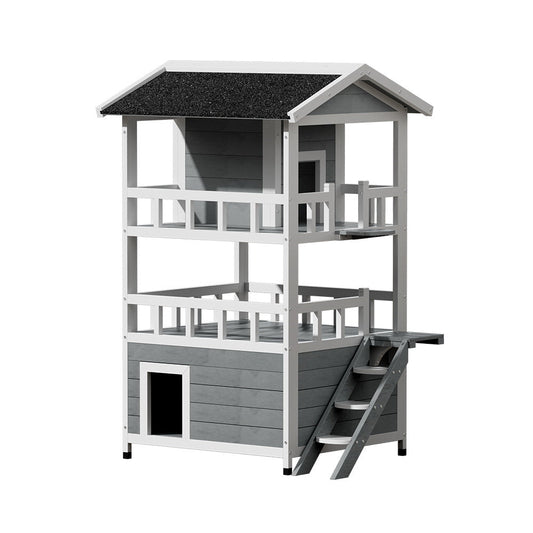 Cradle Coast Pet & Aquarium | i.Pet Outdoor Cat House Shelter 72cm x 72cm x 127cm Rabbit Hutch Wooden Condo Small Outdoor Cat House | Cradle Coast Pet & Aquarium