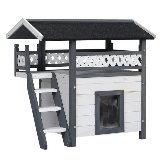Cradle Coast Pet & Aquarium | i.Pet Outdoor Cat House Shelter 77cm x 50cm x 73cm Rabbit Hutch Wooden Condo Small Outdoor Cat House | Cradle Coast Pet & Aquarium