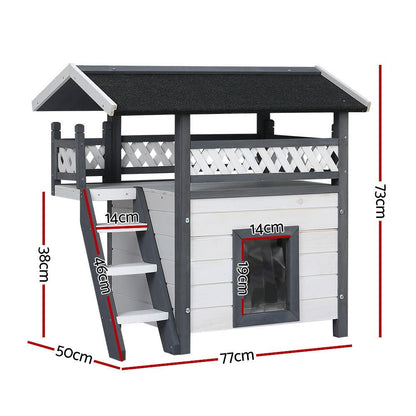 Cradle Coast Pet & Aquarium | i.Pet Outdoor Cat House Shelter 77cm x 50cm x 73cm Rabbit Hutch Wooden Condo Small Outdoor Cat House | Cradle Coast Pet & Aquarium