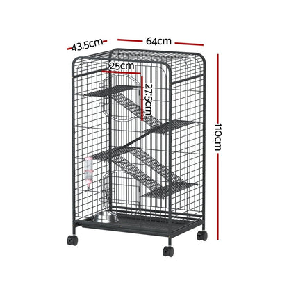 Cradle Coast Pet & Aquarium | i.Pet Rabbit Cage Indoor Hutch Guinea Pig Bird Ferret Cat Hamster 110cm 4 Level | Cradle Coast Pet & Aquarium
