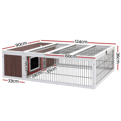 Cradle Coast Pet & Aquarium | i.Pet Rabbit Hutch 124cm x 90cm x 35cm Chicken Coop Large Outdoor Wooden Run Cage House | Cradle Coast Pet & Aquarium