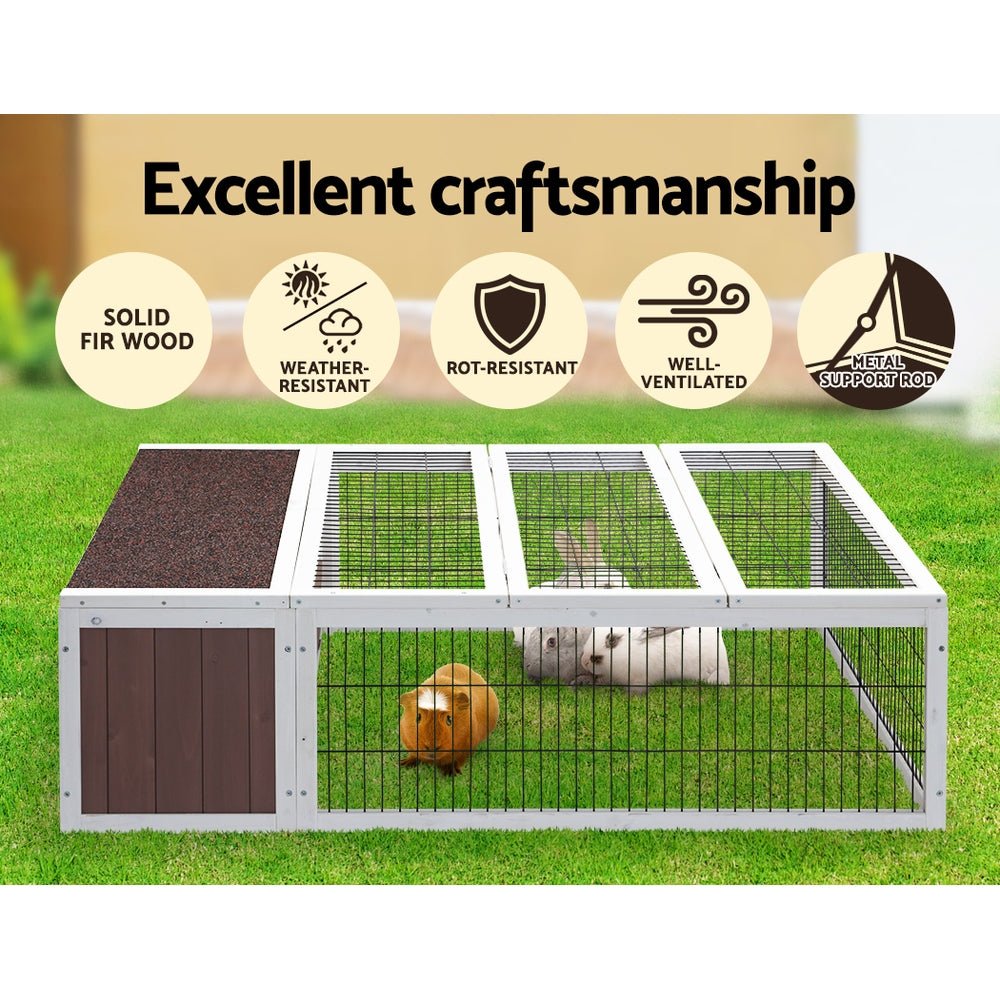 Cradle Coast Pet & Aquarium | i.Pet Rabbit Hutch 124cm x 90cm x 35cm Chicken Coop Large Outdoor Wooden Run Cage House | Cradle Coast Pet & Aquarium