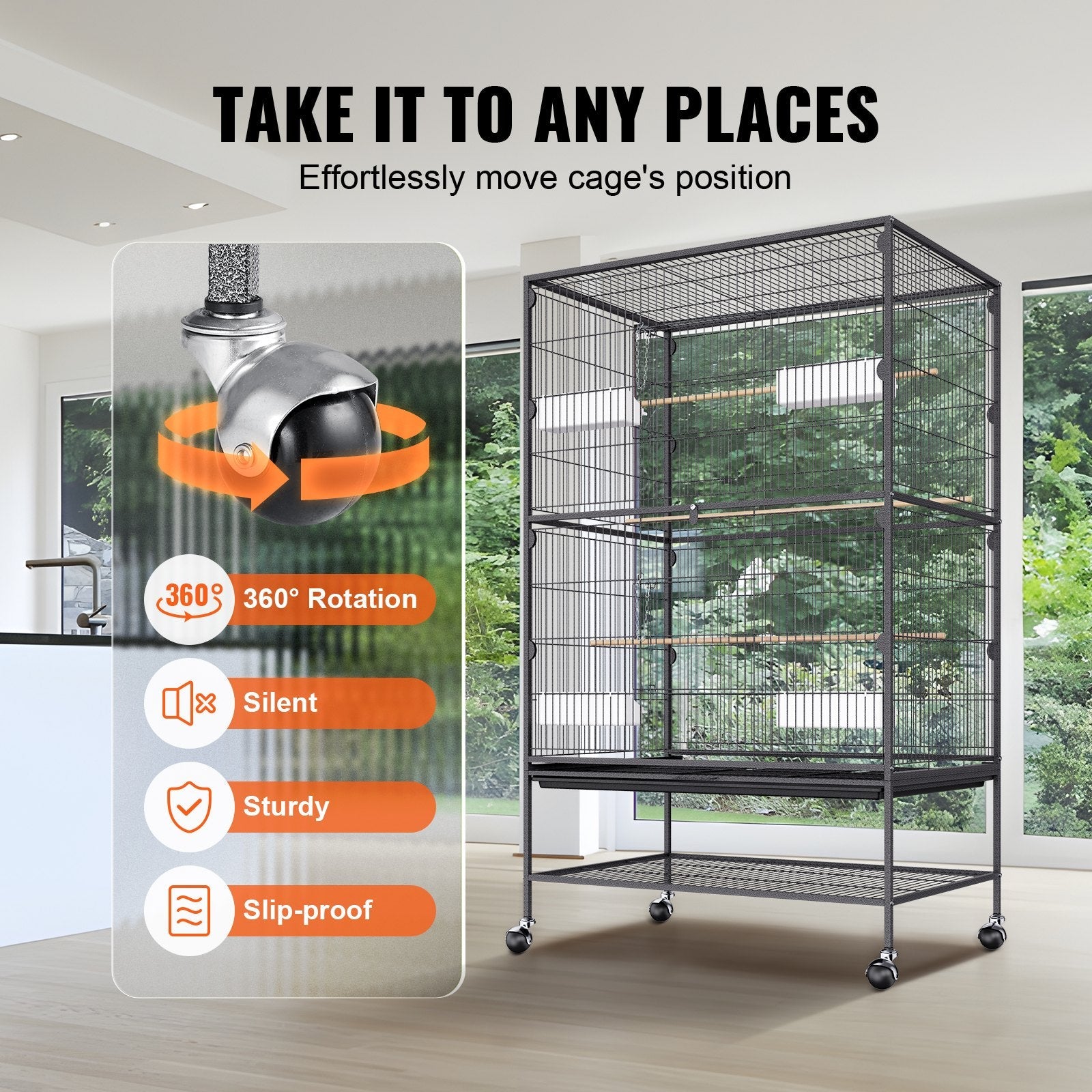 Vevor | Medium Bird Cage on Wheels - 132cm | Cradle Coast Pet & Aquarium