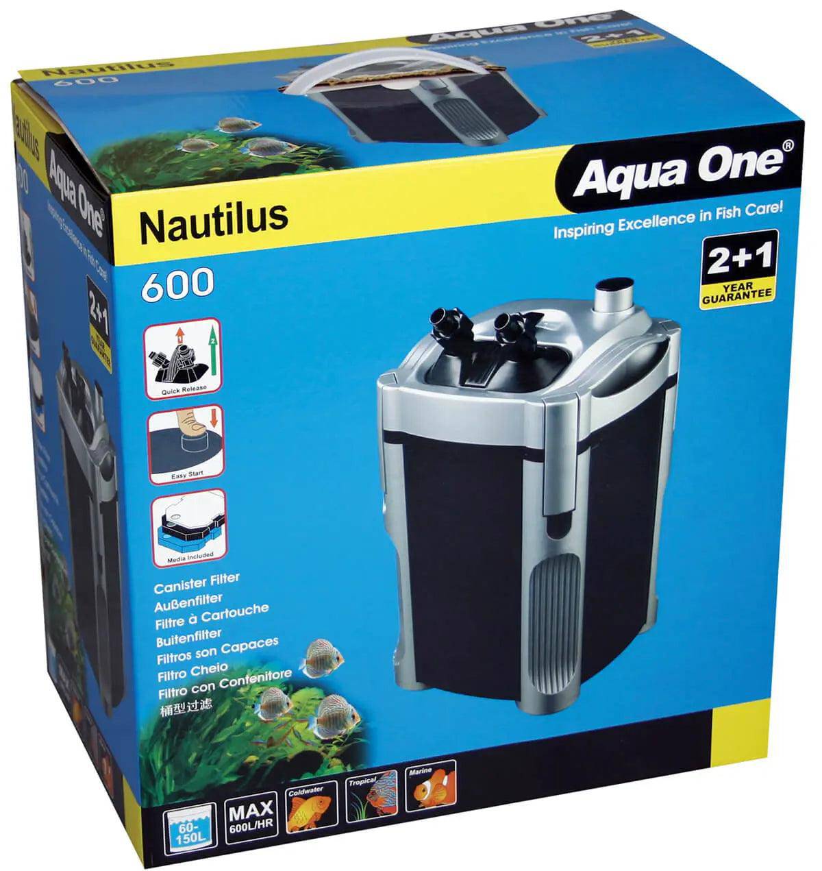 nautilus 600 canister filter 600l/h - cradle coast pet & aquarium