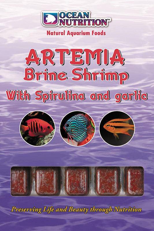 ocean nutrition frozen brine shrimp w spirulina and garlic - cradle coast pet & aquarium