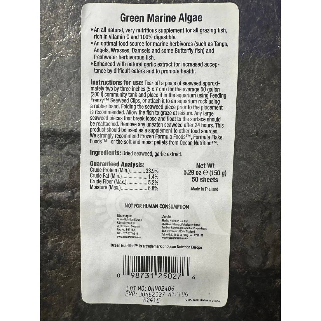 ocean nutrition green seaweed (marine algae) - cradle coast pet & aquarium