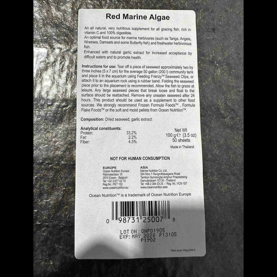 ocean nutrition red seaweed (marine algae) - cradle coast pet & aquarium