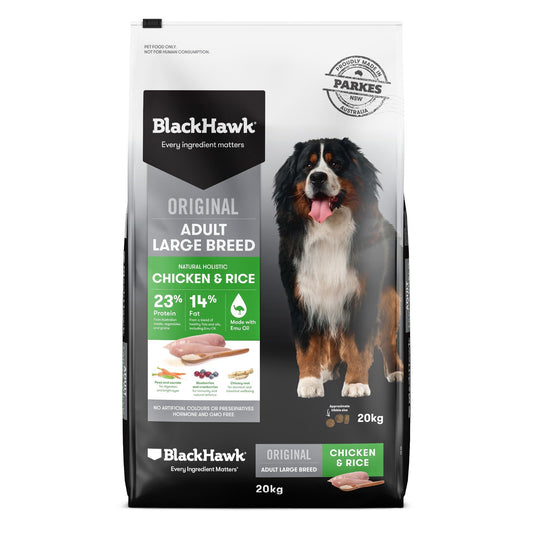 Black Hawk|Original Chicken & Rice Large Breed Adult Dry Dog Food|Cradle Coast Pet & Aquarium