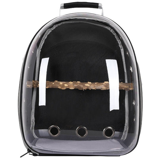 DSZ | Stylish Transparent PVC Pet Carrier Backpack – Black | Cradle Coast Pet & Aquarium