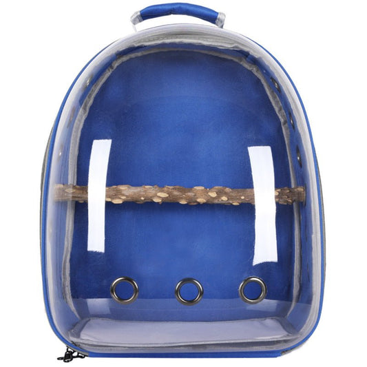 DSZ | Stylish Transparent PVC Pet Carrier Backpack – Blue | Cradle Coast Pet & Aquarium