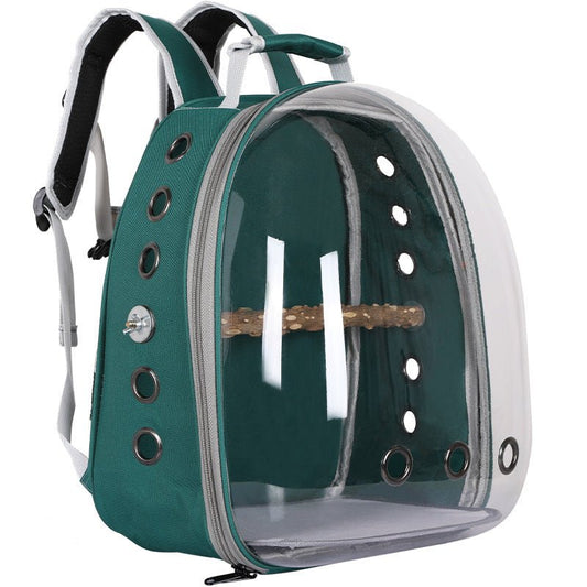 DSZ | Stylish Transparent PVC Pet Carrier Backpack – Green | Cradle Coast Pet & Aquarium