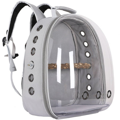 DSZ | Stylish Transparent PVC Pet Carrier Backpack – Grey | Cradle Coast Pet & Aquarium
