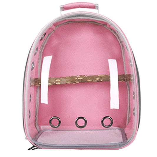 DSZ | Stylish Transparent PVC Pet Carrier Backpack – Pink | Cradle Coast Pet & Aquarium