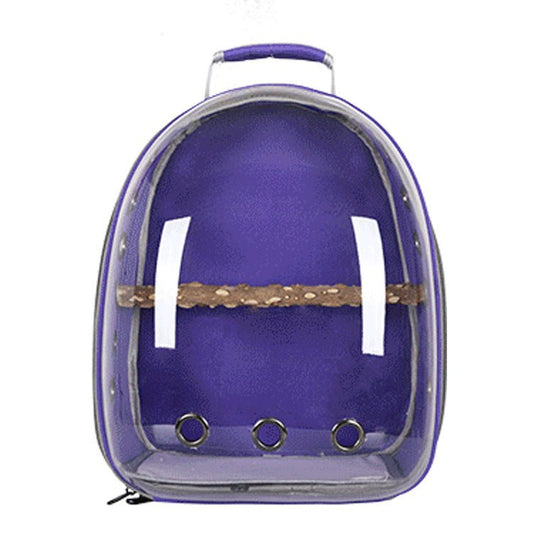 DSZ | Stylish Transparent PVC Pet Carrier Backpack – Purple | Cradle Coast Pet & Aquarium