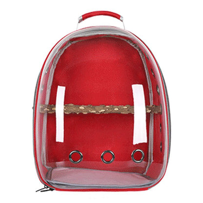 DSZ | Stylish Transparent PVC Pet Carrier Backpack – Red | Cradle Coast Pet & Aquarium