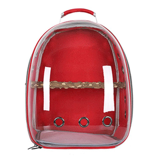 DSZ | Stylish Transparent PVC Pet Carrier Backpack – Red | Cradle Coast Pet & Aquarium
