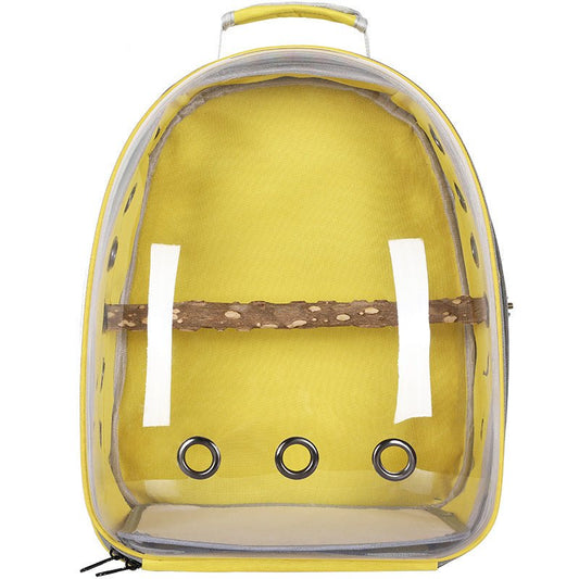 DSZ | Stylish Transparent PVC Pet Carrier Backpack - Yellow | Cradle Coast Pet & Aquarium