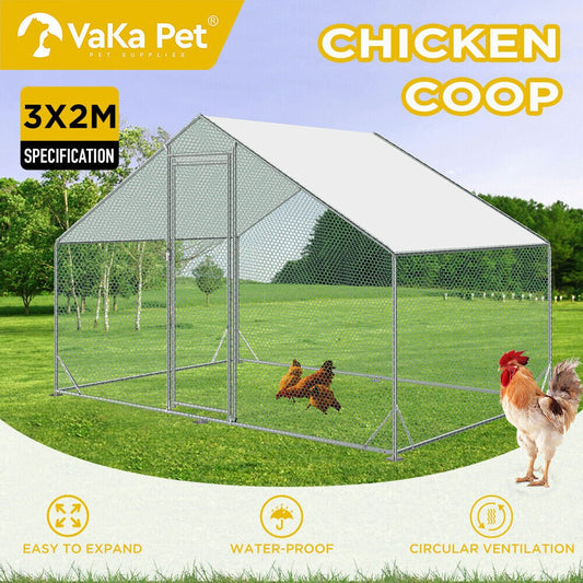 Cradle Coast Pet & Aquarium | VaKa 3x2x1.95m Metal Walk - in Chicken Coop Rabbit Hutch Cage Hen House Chook Au | Cradle Coast Pet & Aquarium